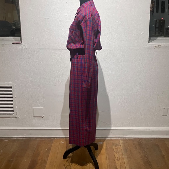Liz Claiborne vintage Pink and Blue Plaid midi/Maxi dress - Picture 5 of 15